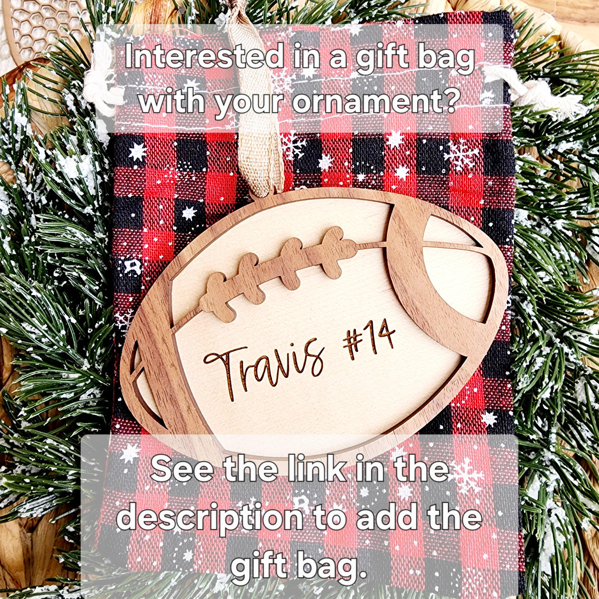 Personalized Football Ornament: Engraved Player Name & Number, Custom Christmas Keepsake