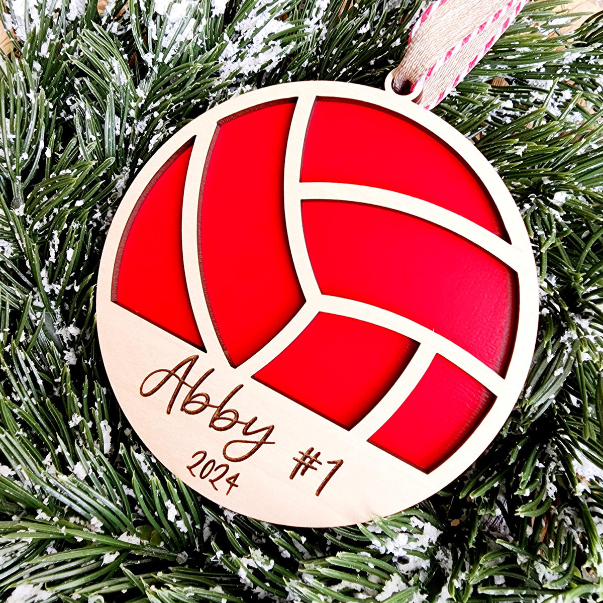 Personalized Wooden Volley ornament / Player Name & Jersey Number