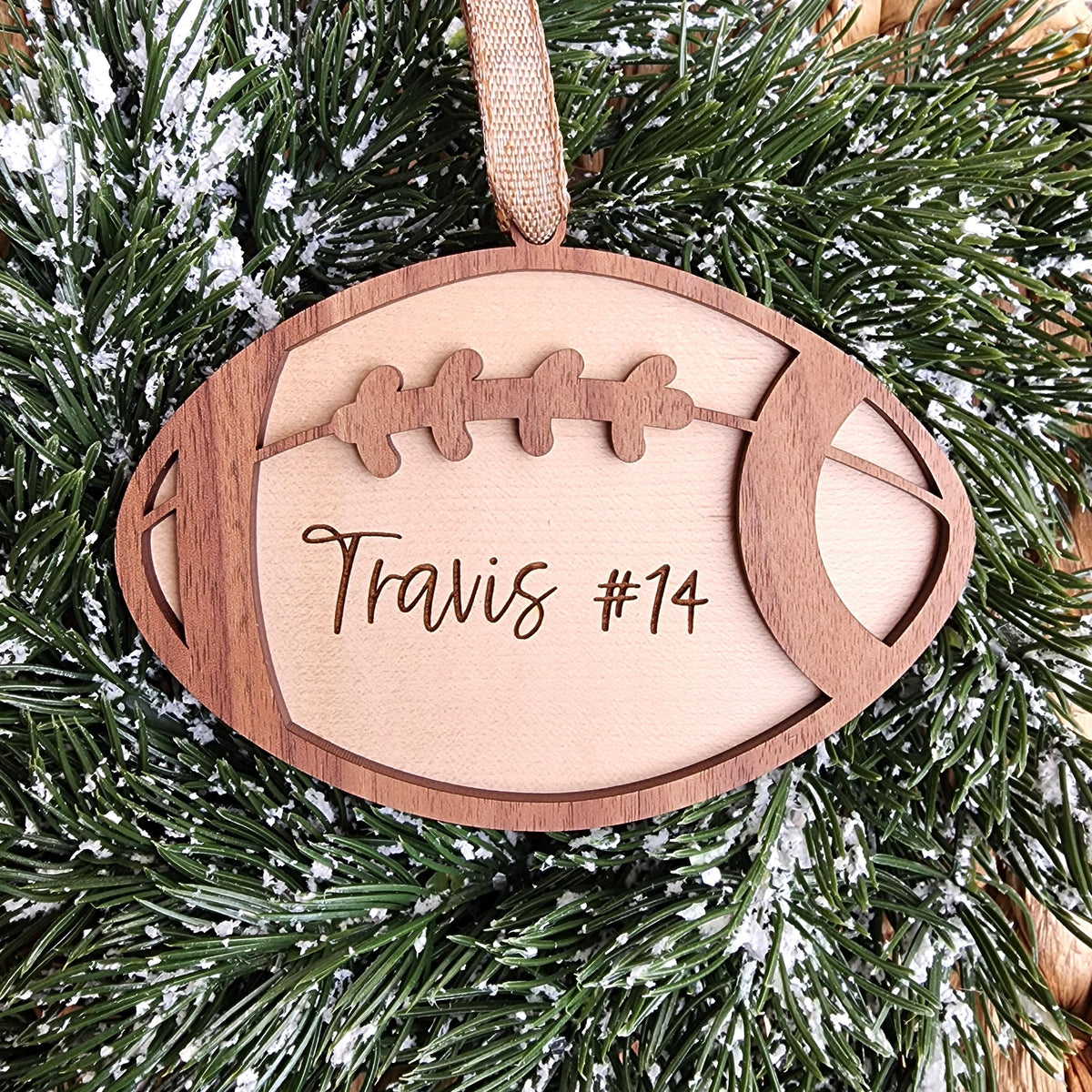 Personalized Football Ornament: Engraved Player Name & Number, Custom Christmas Keepsake