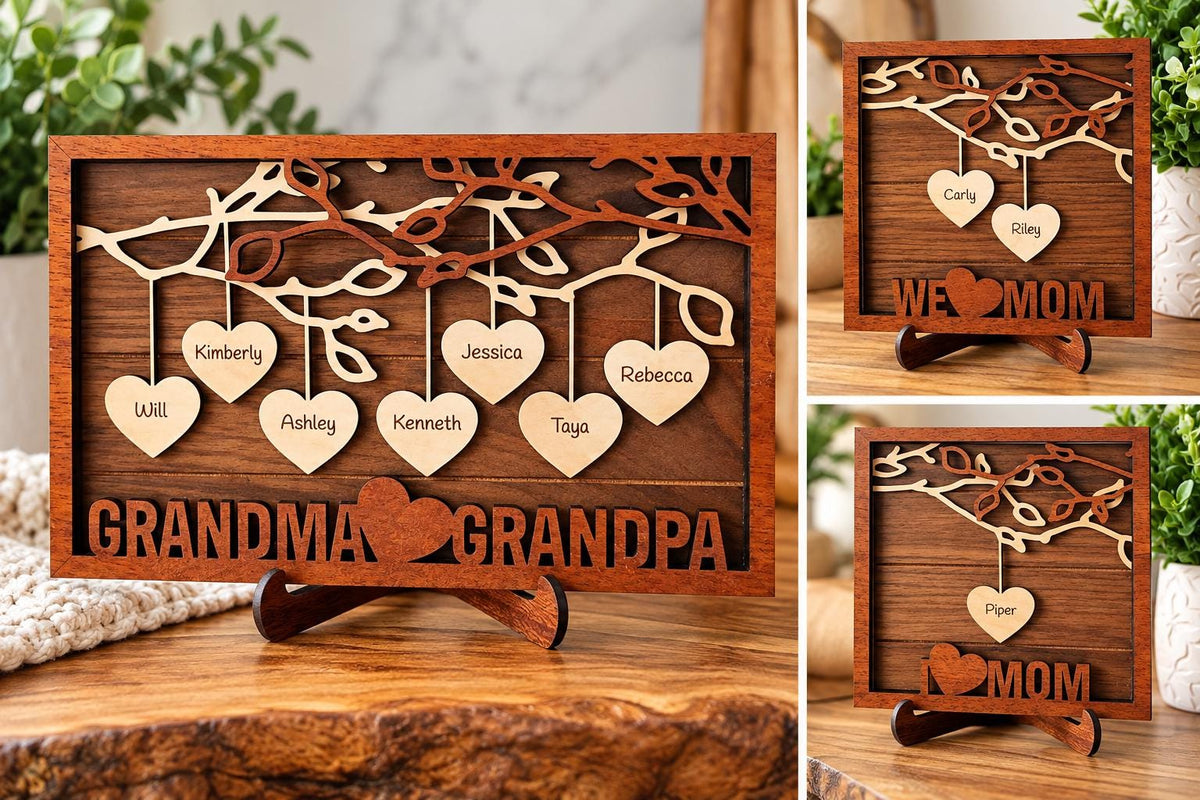 Personalized Family Tree Sign, Custom Mom & Grandma Gift