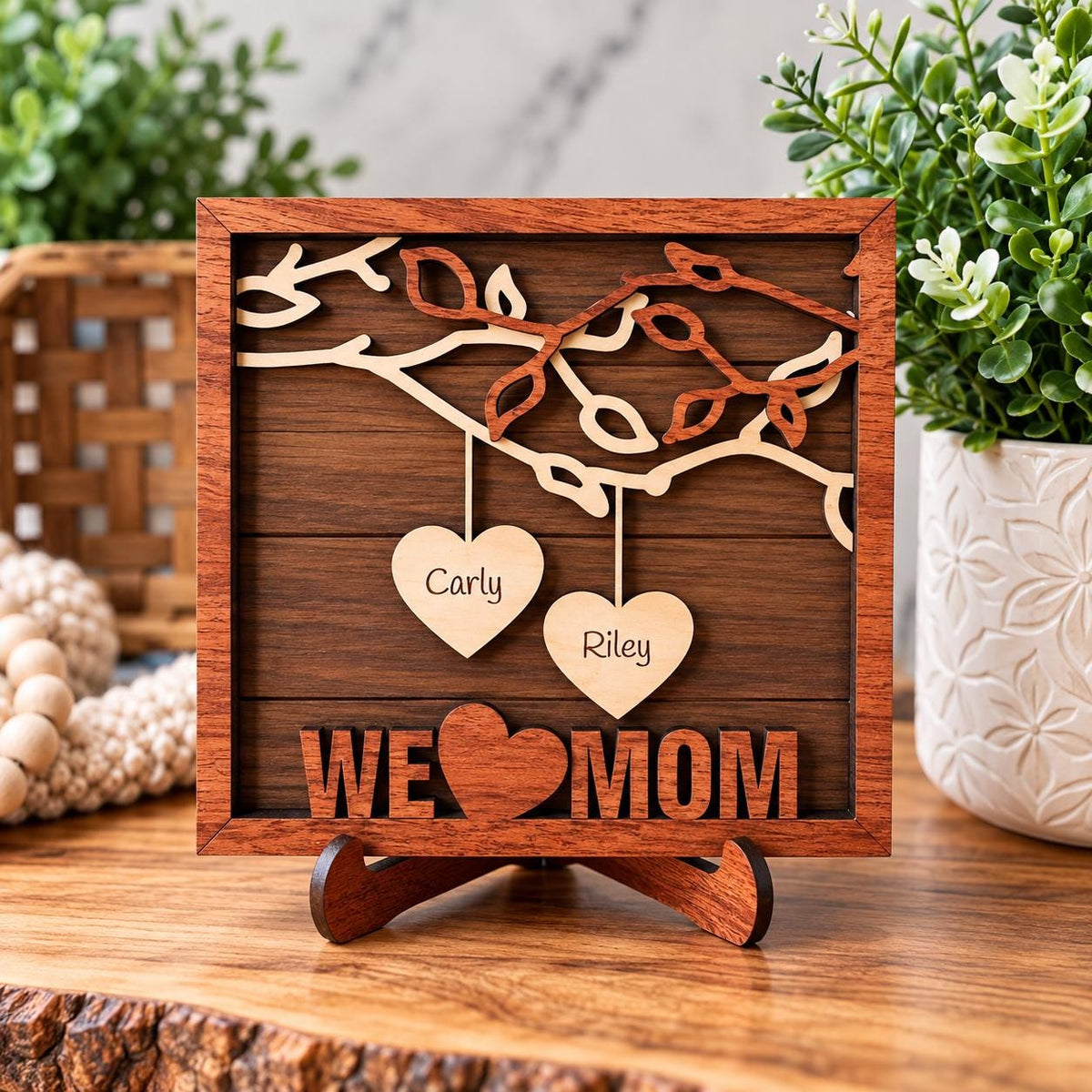 Personalized Family Tree Sign, Custom Mom & Grandma Gift