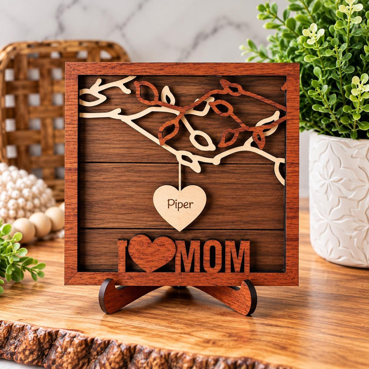 Personalized Family Tree Sign, Custom Mom & Grandma Gift