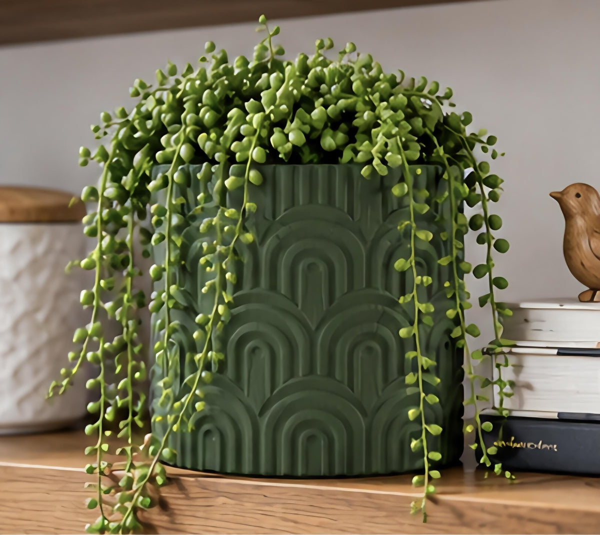 3D Printed Geometric Planter Pot: Plum Color, Modern Arch Pattern