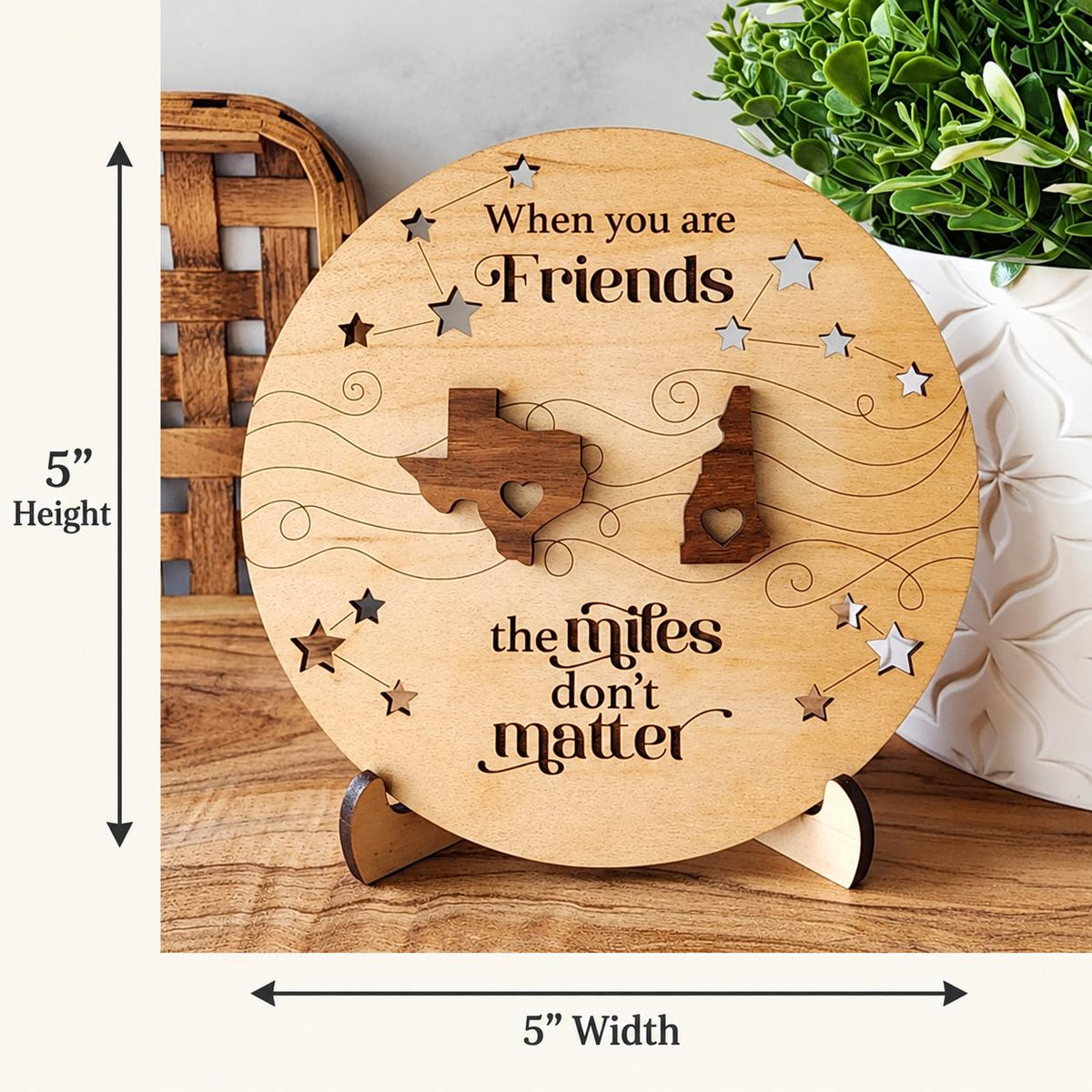 Personalized Long Distance Family Gift, Custom State Shelf Sitter