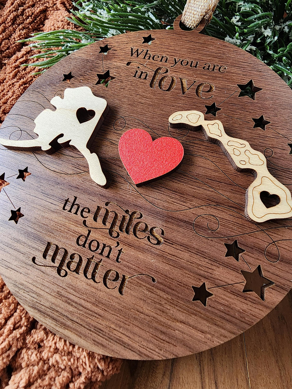 Long Distance Relationship Gift, Custom State Wood Shelf Sitter