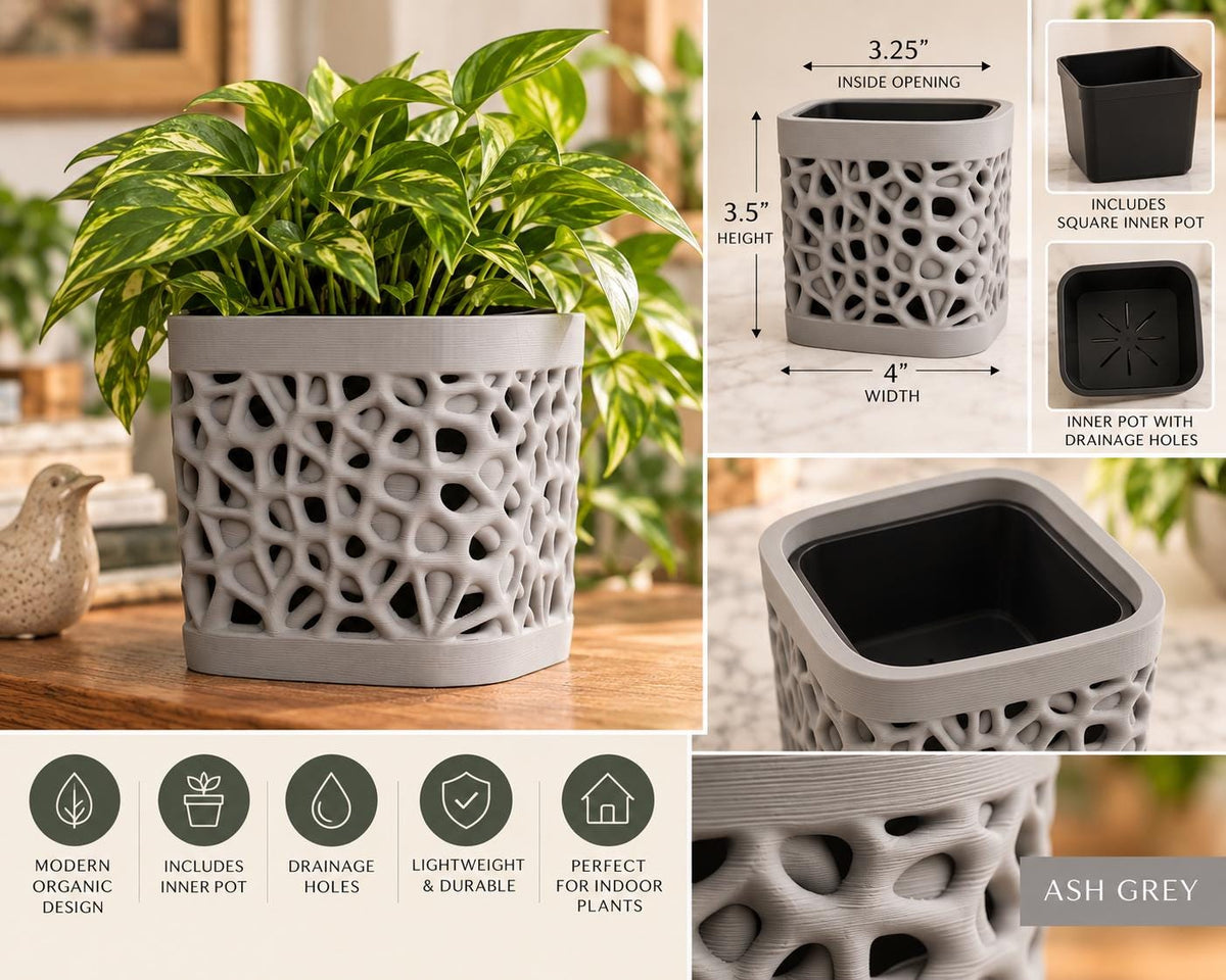 3D Printed Planter | Small Succulent Pot with Drainage