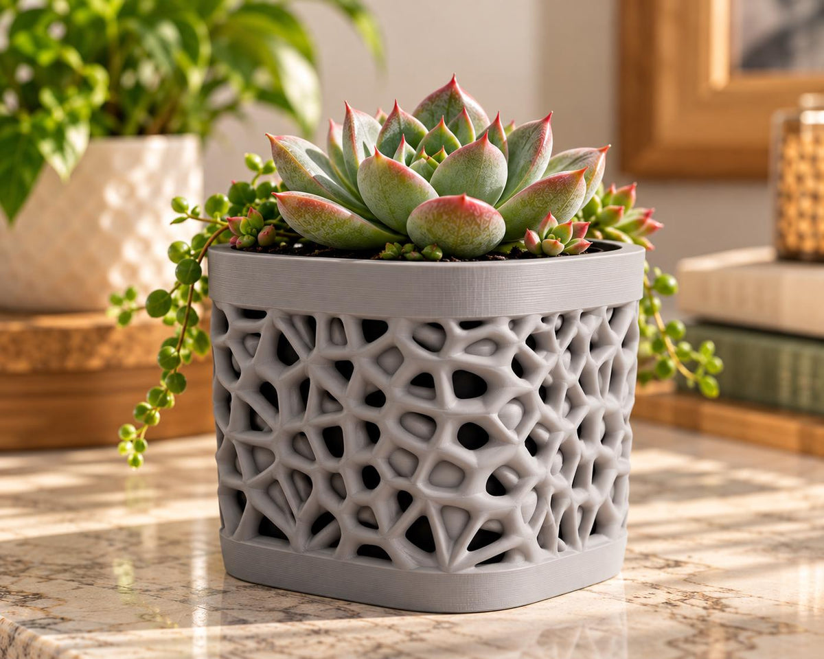3D Printed Planter | Small Succulent Pot with Drainage