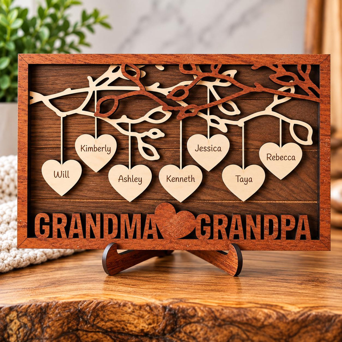 Personalized Family Tree Sign, Custom Mom & Grandma Gift