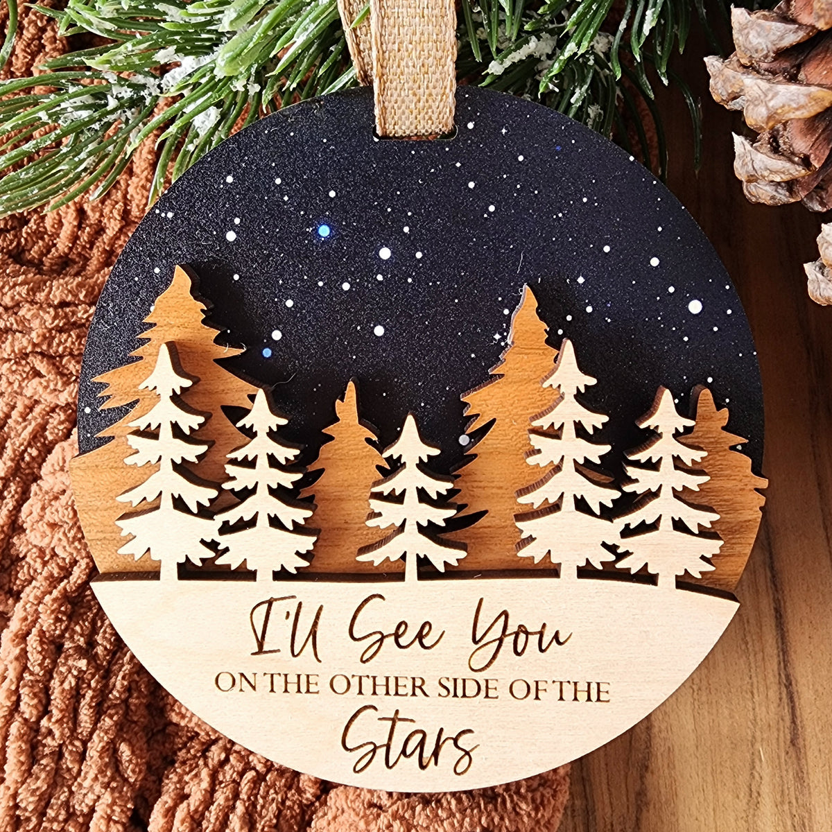 Memorial Christmas Ornament, Christmas in Heaven, Wooden Remembrance Ornament, Bereavement Gift