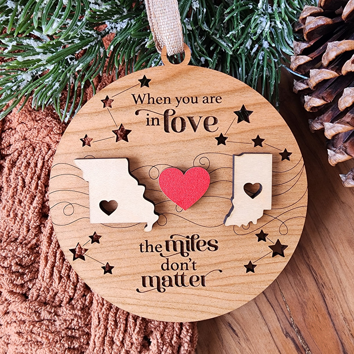 Long Distance Relationship Ornament – Personalized Couple Christmas Gift - When you are in Love