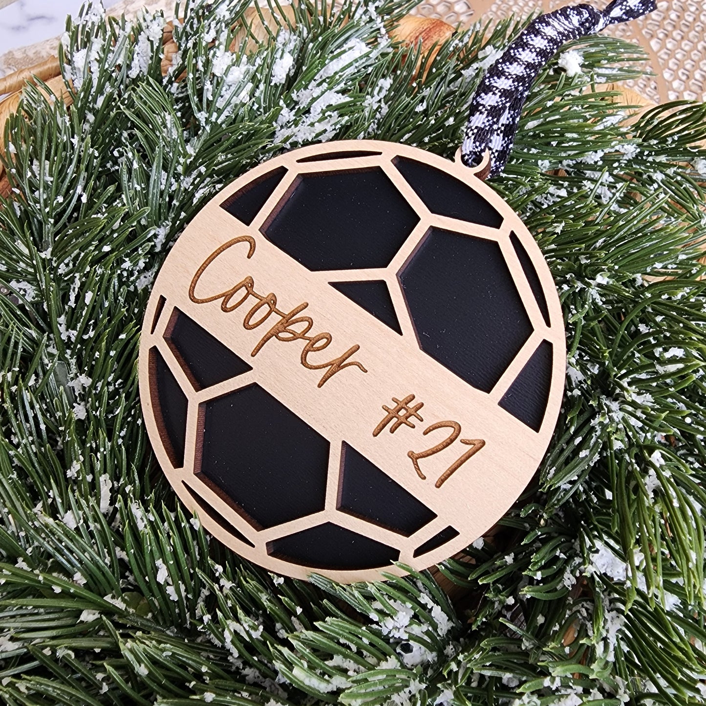 Personalized Wooden Soccer Ornament