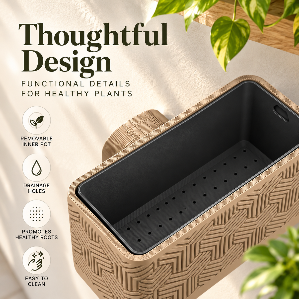 Wall Planter – Modern Geometric Hanging Planter for Herbs & Succulents