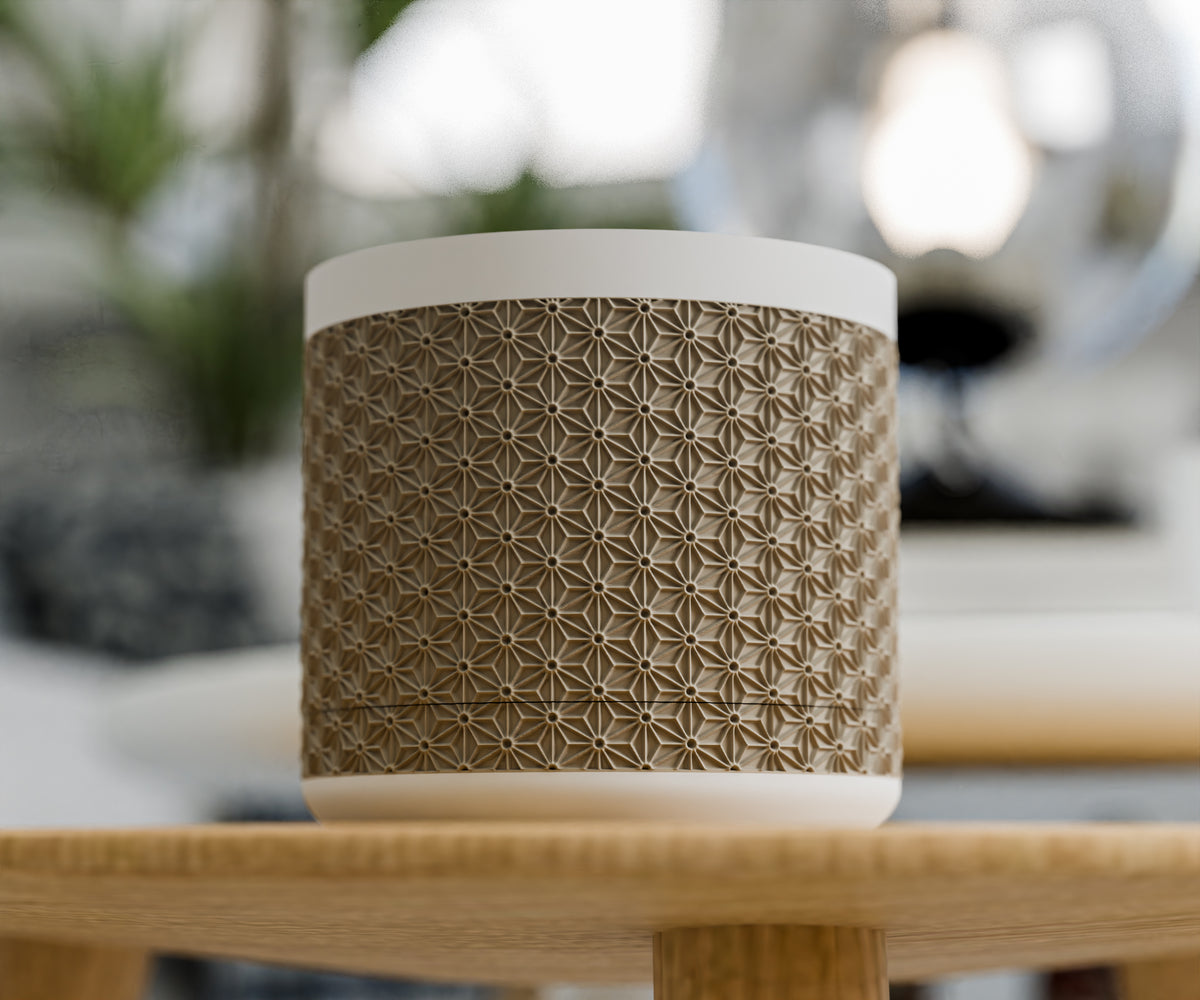3D Printed Planter with Drainage & Drip Tray, Kumiko Pattern Indoor Plant Pot