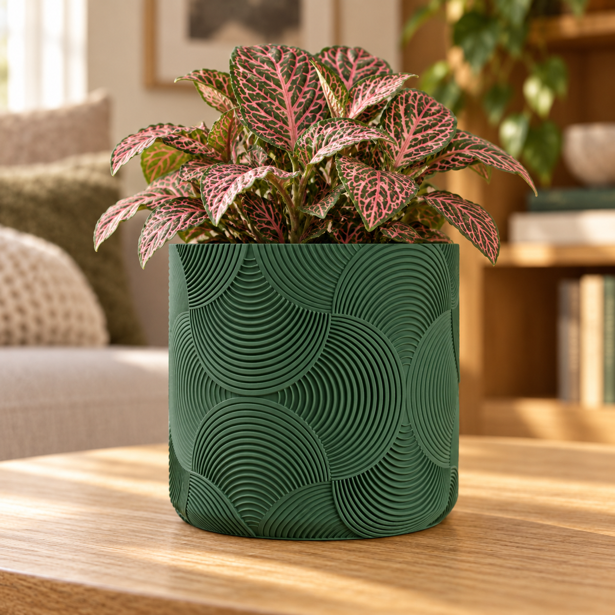 Geometric 3D Printed Planter with Screw-On Drip Tray