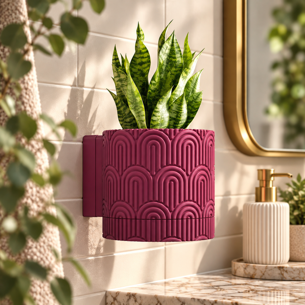 3D Printed Wall Planter with Drainage, Modern Indoor Hanging Plant Pot, Geometric Wall Decor, Unique Plant Gift
