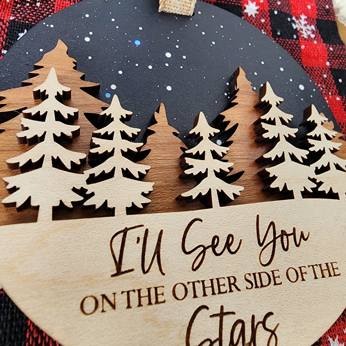 Memorial Christmas Ornament, Christmas in Heaven, Wooden Remembrance Ornament, Bereavement Gift