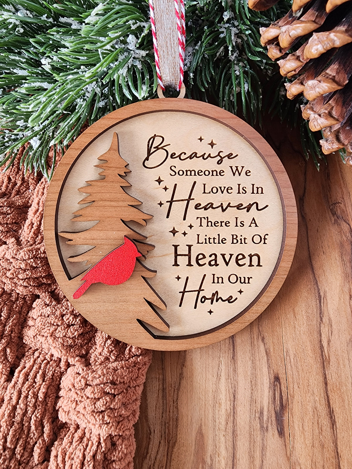 Cardinal Memorial Christmas Ornament, Because Someone We Love Is In Heaven, Christmas in Heaven Remembrance Gift