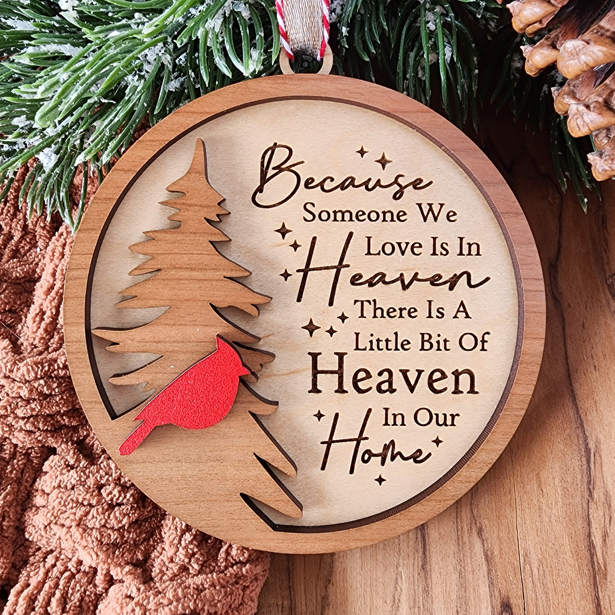 Cardinal Memorial Christmas Ornament, Because Someone We Love Is In Heaven, Christmas in Heaven Remembrance Gift