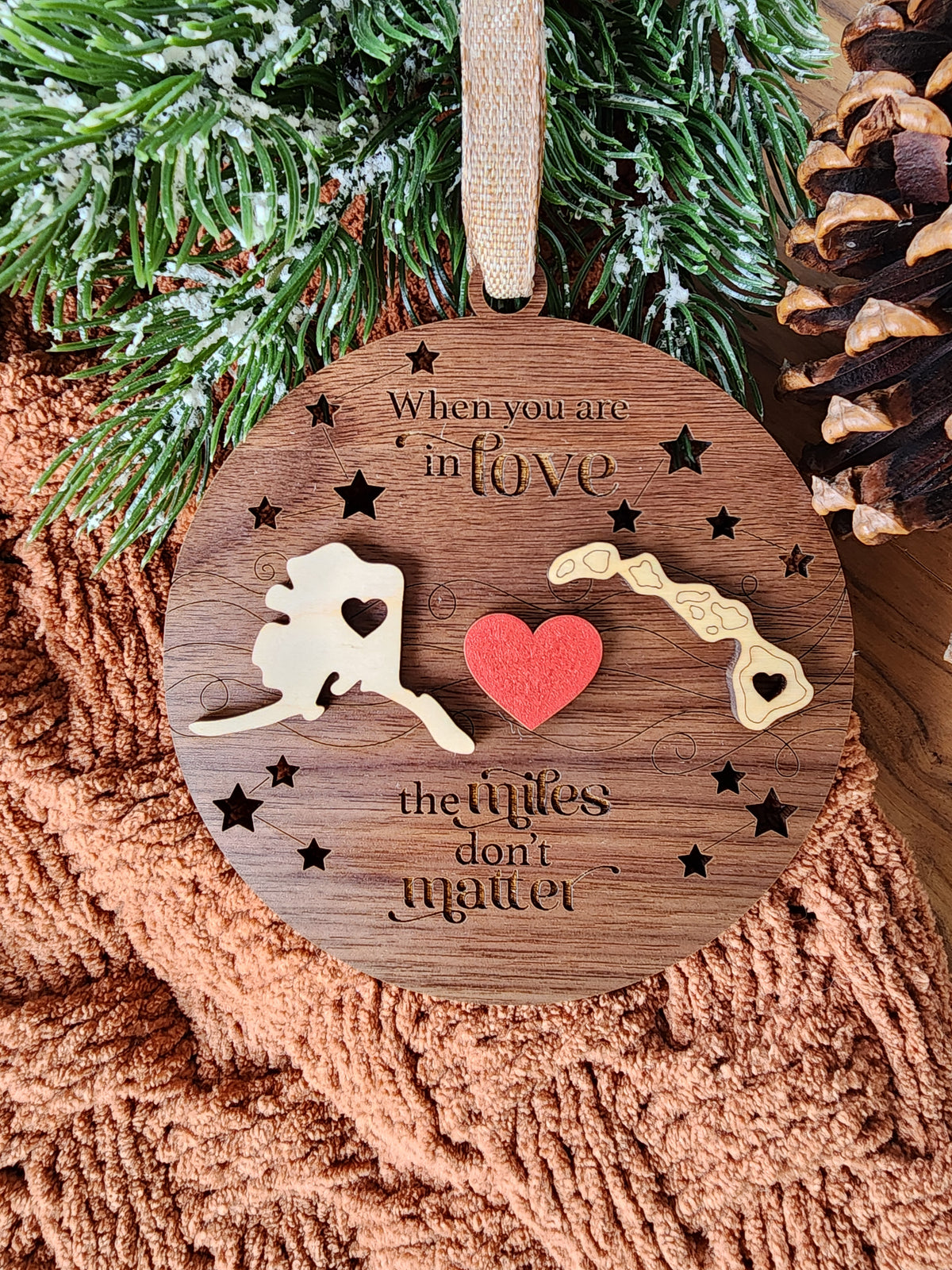 Long Distance Relationship Ornament – Personalized Couple Christmas Gift - When you are in Love