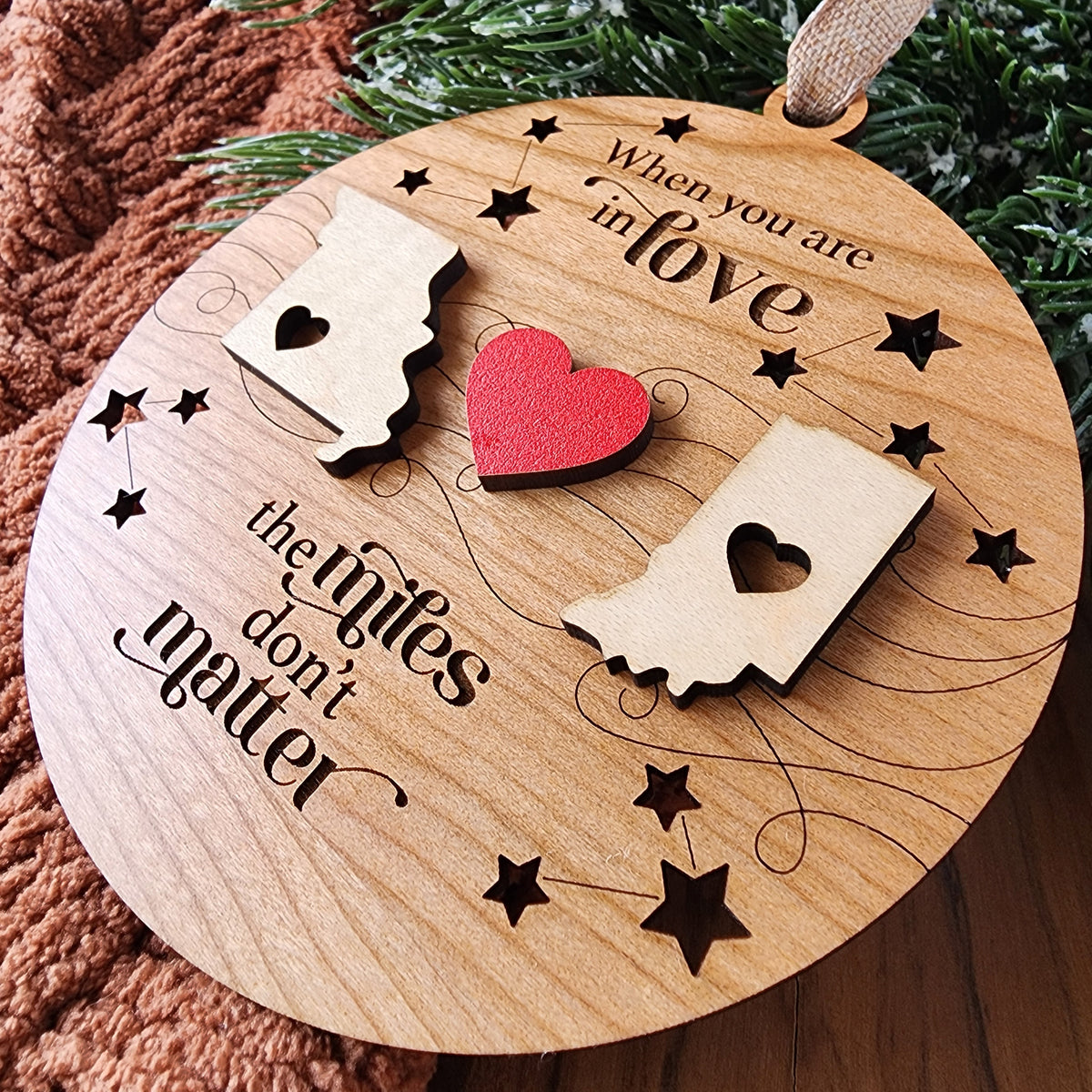 Long Distance Relationship Ornament – Personalized Couple Christmas Gift - When you are in Love