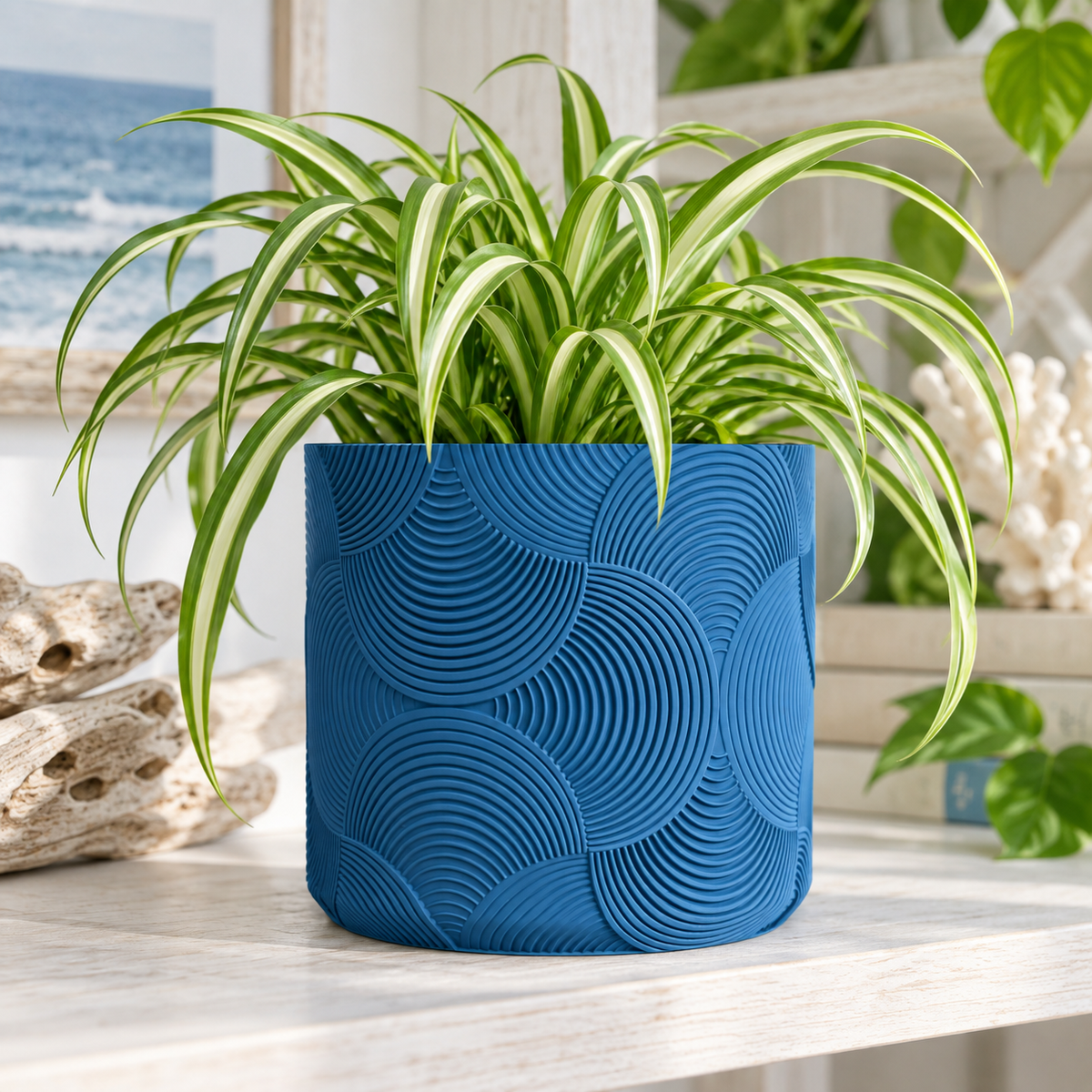 Geometric 3D Printed Planter with Screw-On Drip Tray