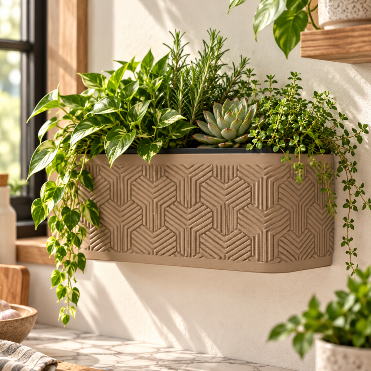 Wall Planter – Modern Geometric Hanging Planter for Herbs & Succulents