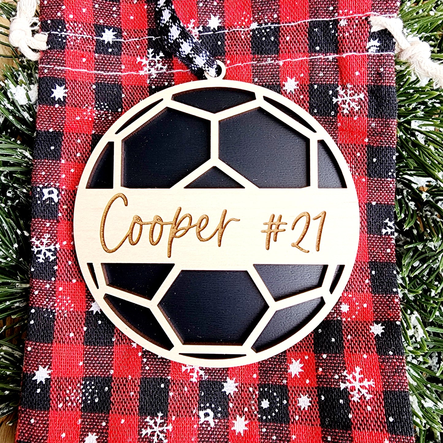 Personalized Wooden Soccer Ornament