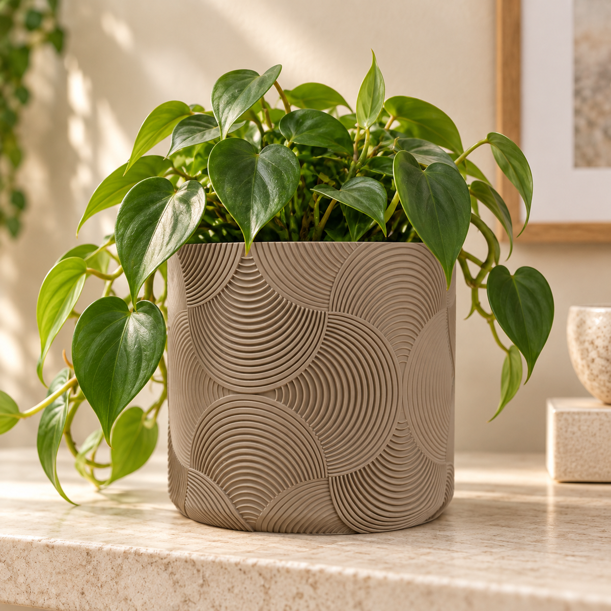 Geometric 3D Printed Planter with Screw-On Drip Tray
