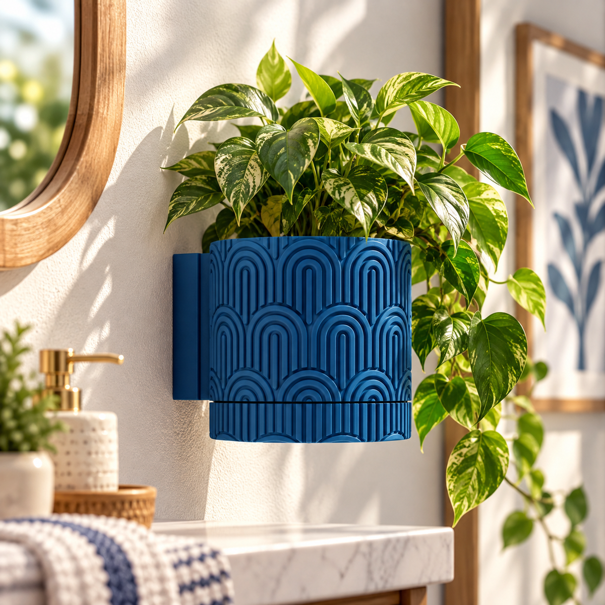3D Printed Wall Planter with Drainage, Modern Indoor Hanging Plant Pot, Geometric Wall Decor, Unique Plant Gift