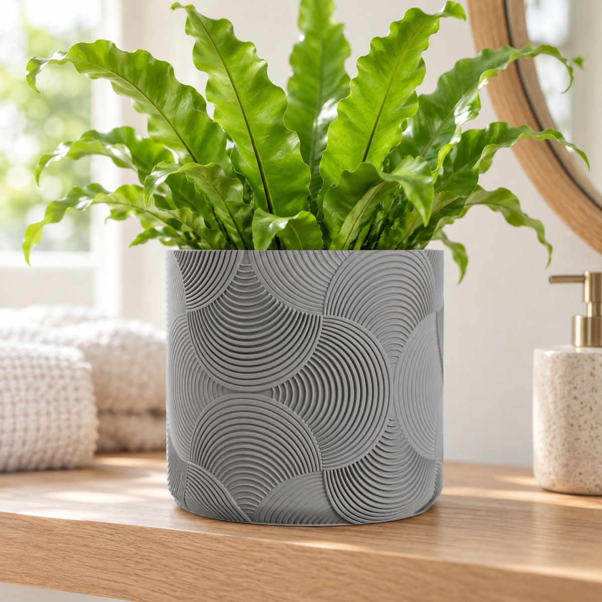 Geometric 3D Printed Planter with Screw-On Drip Tray