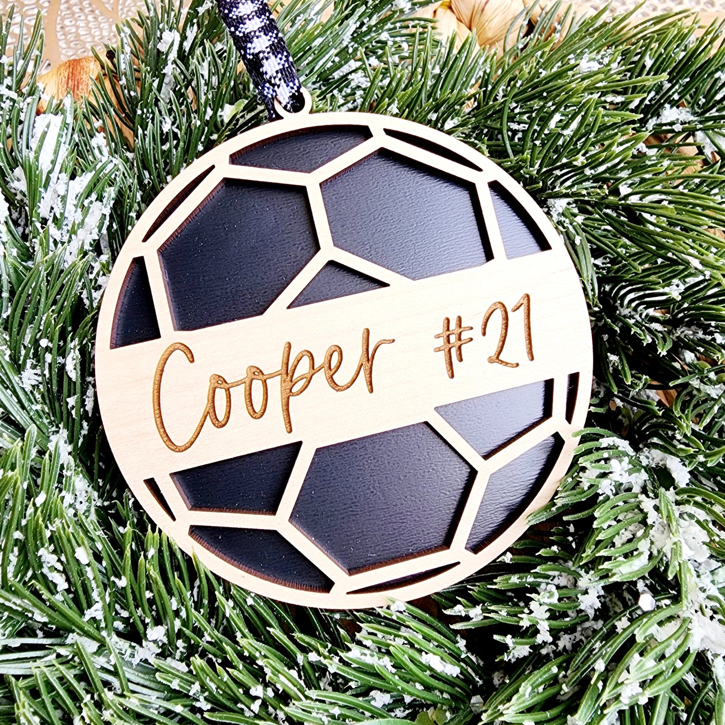 Personalized Wooden Soccer Ornament