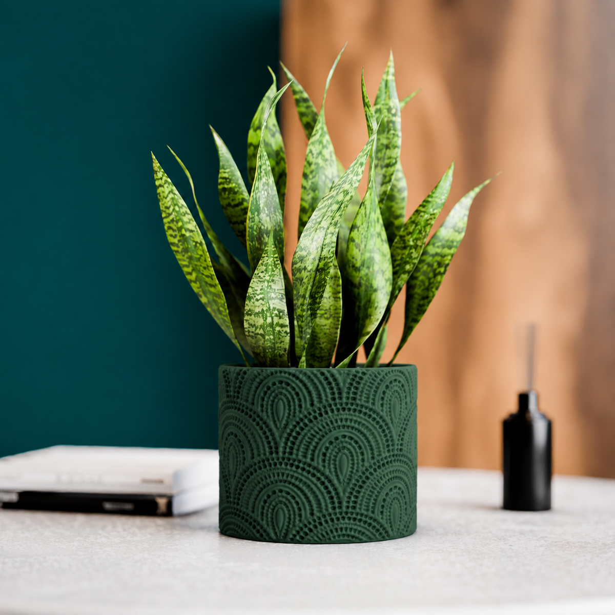 Embossed 3D Printed Planter Pot: Decorative Indoor Plant Decor (5 Inch)