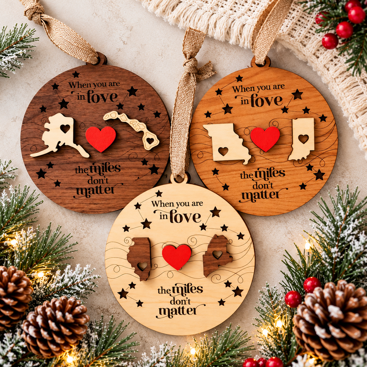 Long Distance Relationship Ornament – Personalized Couple Christmas Gift - When you are in Love