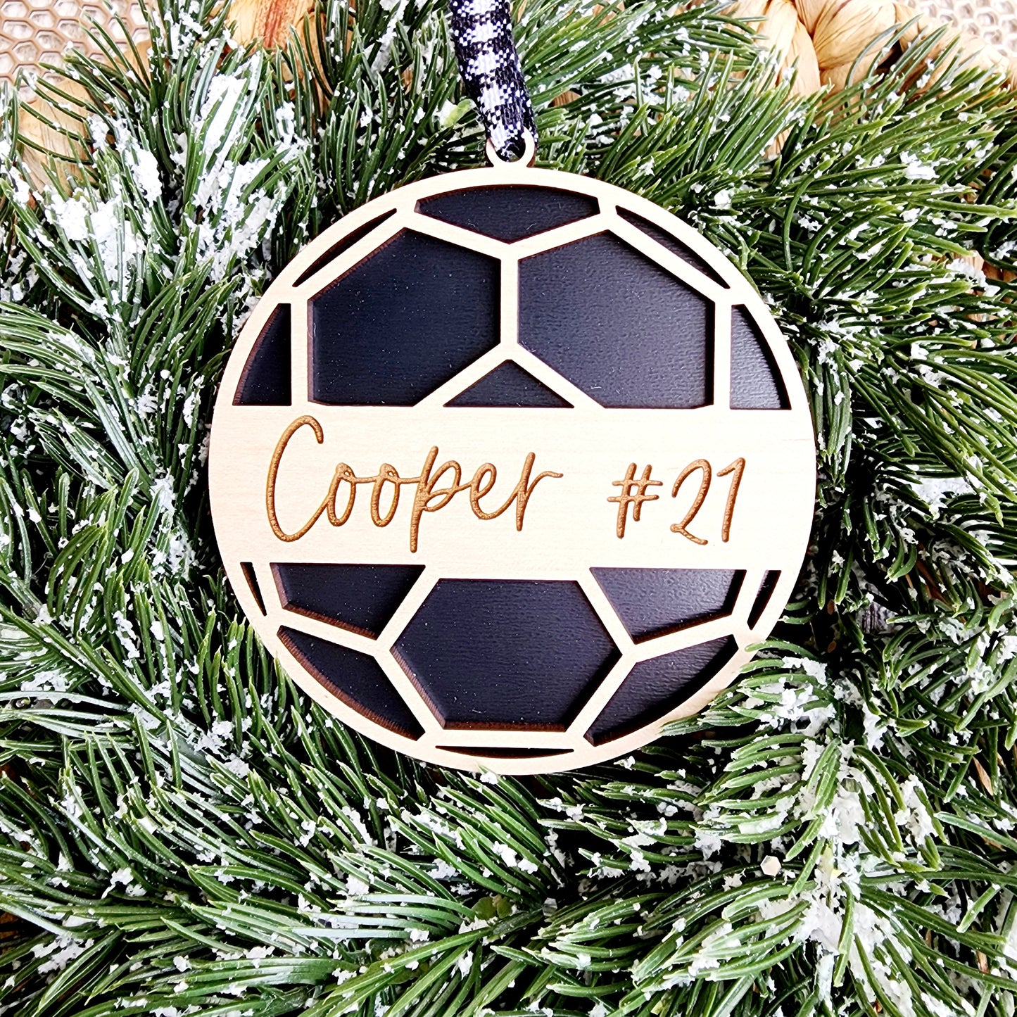 Personalized Wooden Soccer Ornament