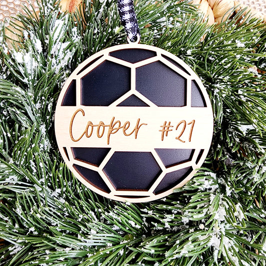 Personalized Wooden Soccer Ornament