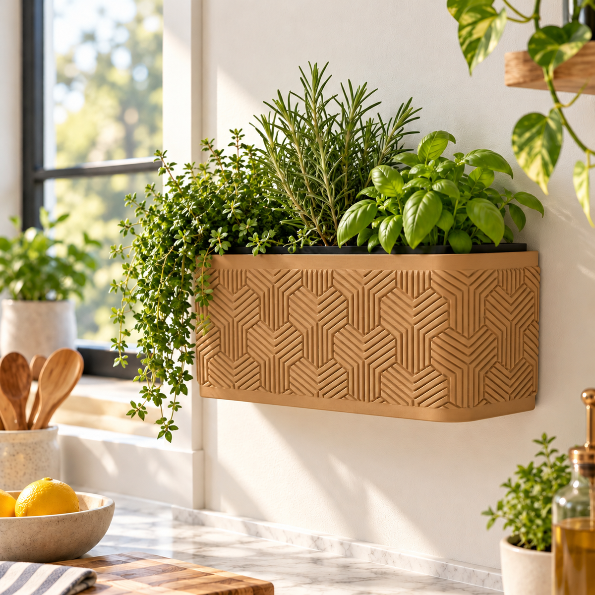 Wall Planter – Modern Geometric Hanging Planter for Herbs & Succulents
