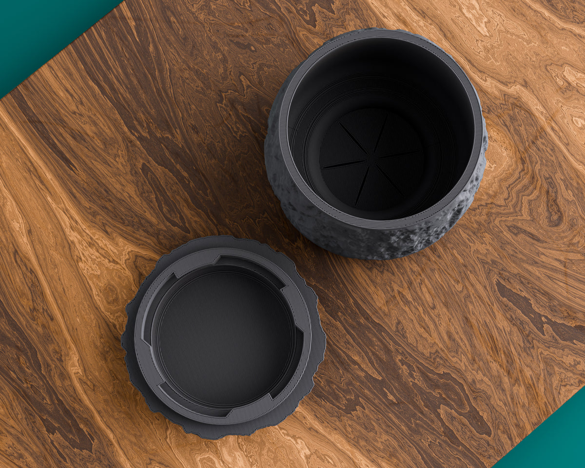 3D Printed Planter with Drainage, Sculptural Stone Look Plant Pot with Drip Tray