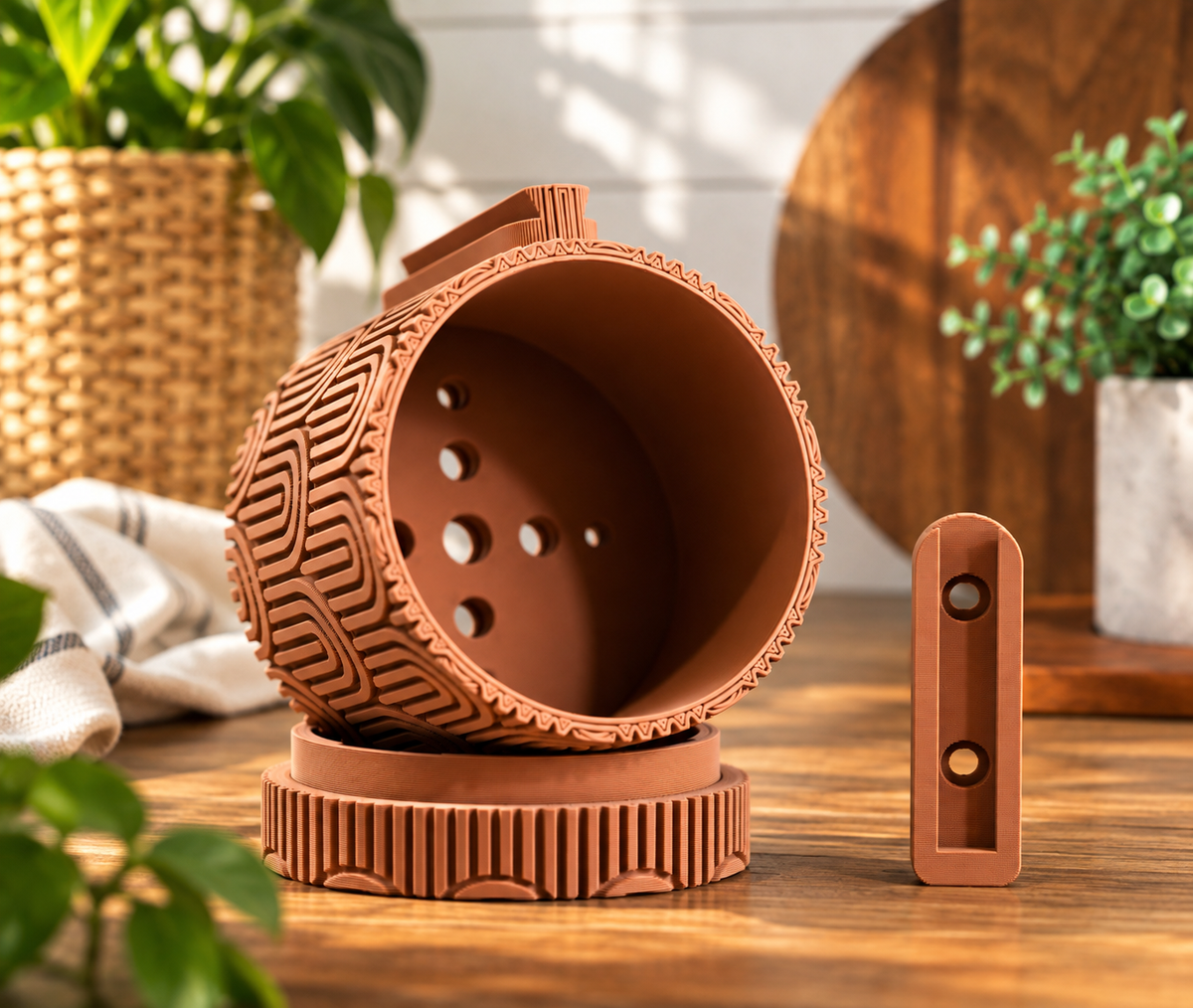 3D Printed Wall Planter with Drainage, Modern Indoor Hanging Plant Pot, Geometric Wall Decor, Unique Plant Gift