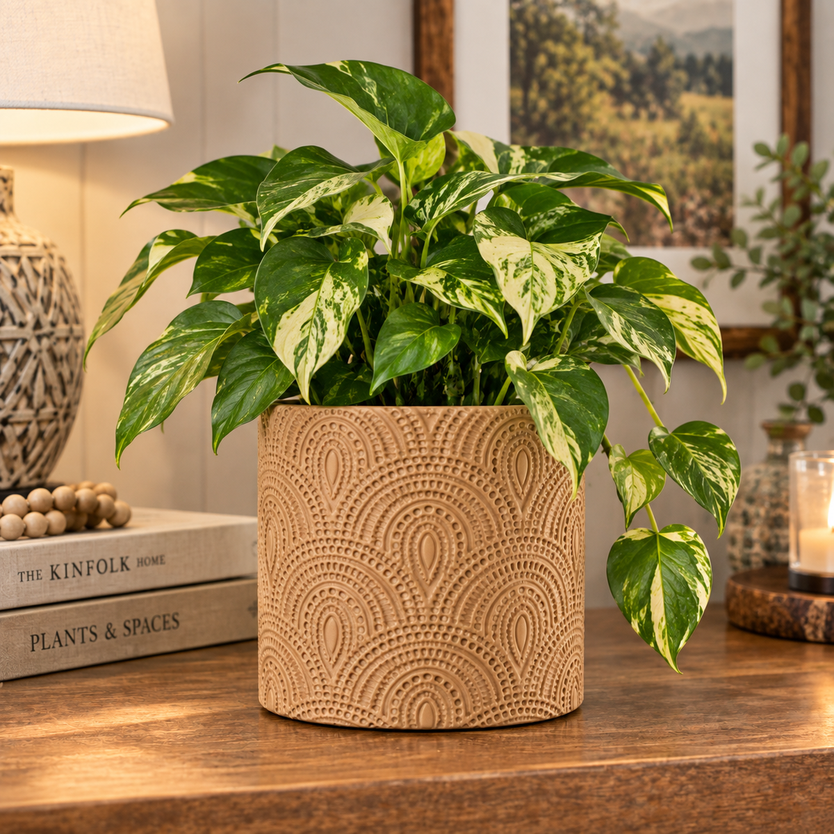 Embossed 3D Printed Planter Pot: Decorative Indoor Plant Decor (5 Inch)