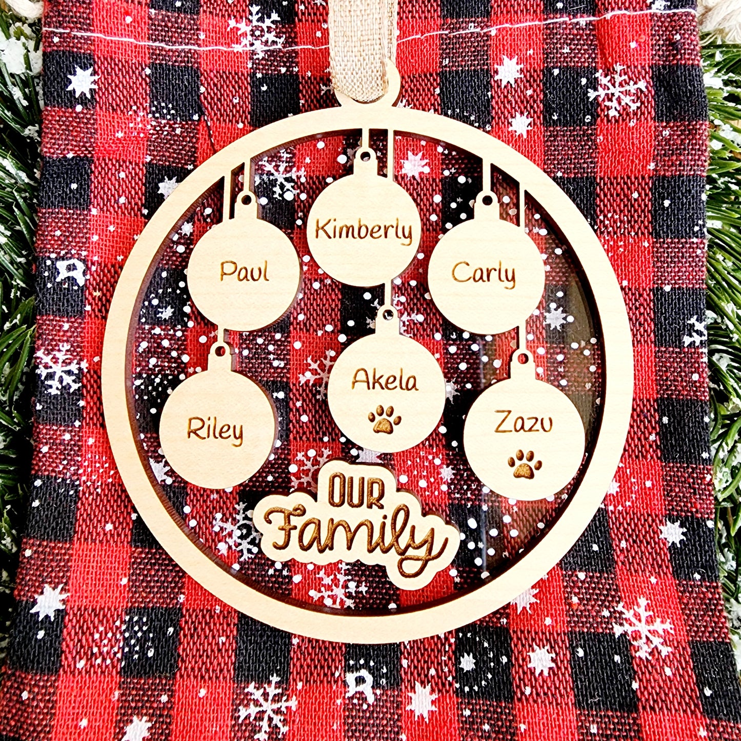 Personalized Snowy Family Christmas Ornament with names