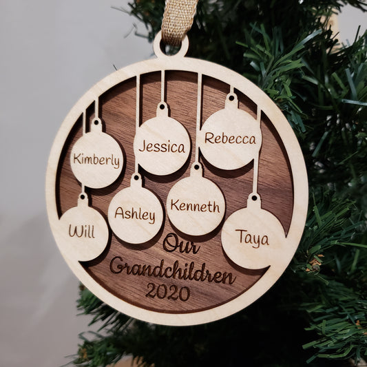 Personalized Grandchildren Christmas Ornament 2023 with family names