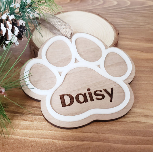 Paw Ornament with Pet name engraved