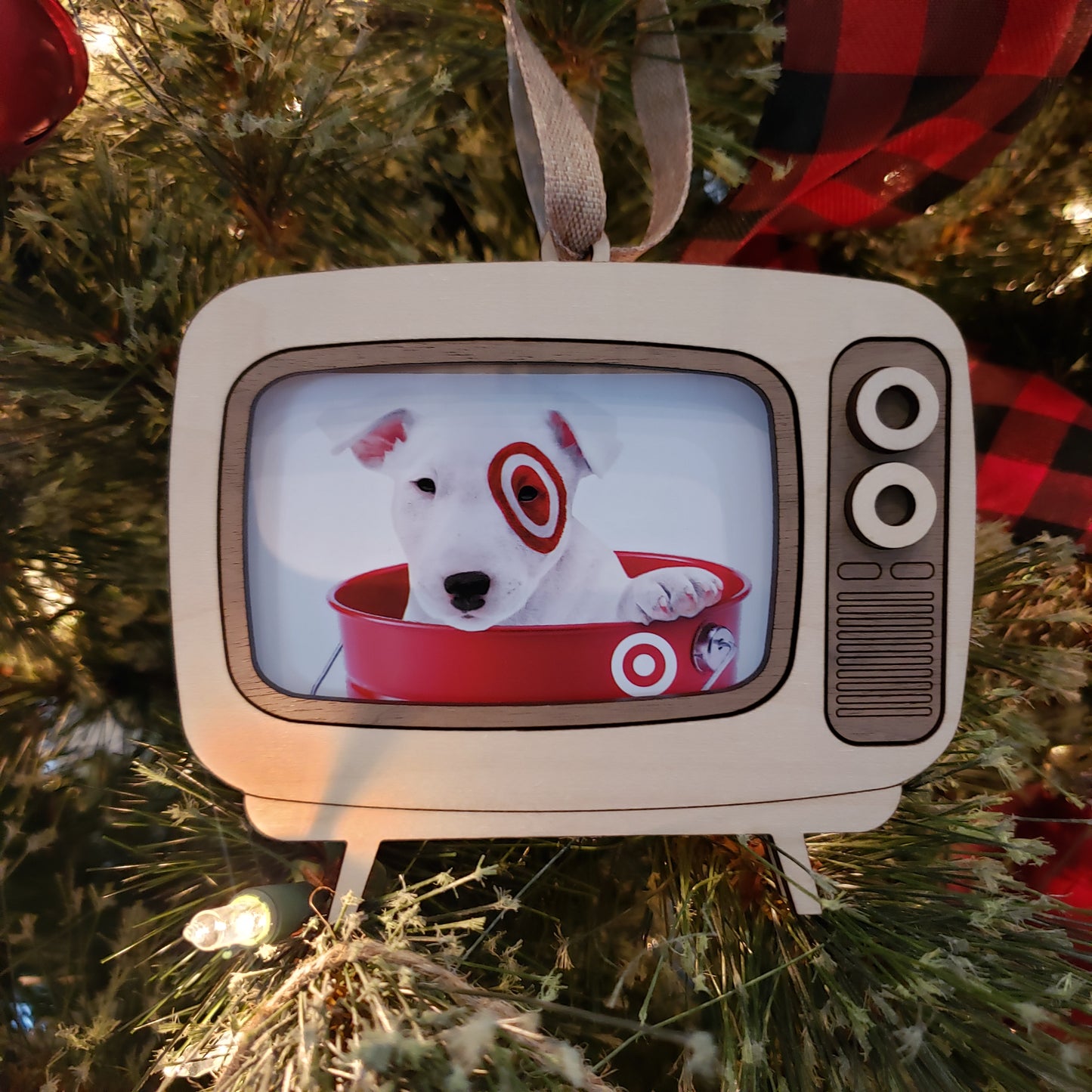 Retro TV Gift Card Holder Christmas Ornament