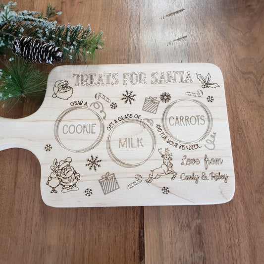 Personalized Dear Santa Milk and Cookies tray board for Christmas Eve