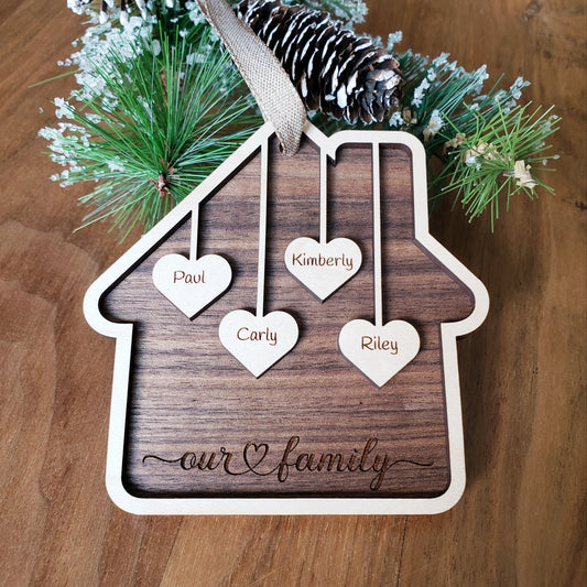 Our Family Home Christmas Ornament 2023 with family names