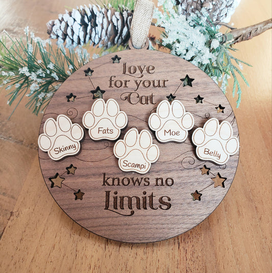 Love for your Cat knows no Limits Christmas Ornament